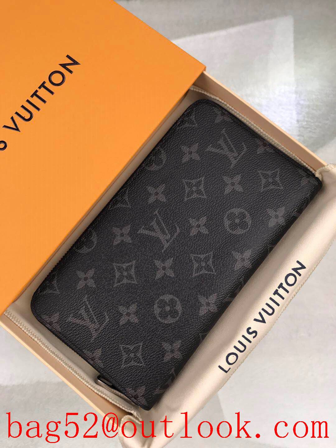 LV Louis Vuitton x-large black monogram zipper wallet passport purse M60002
