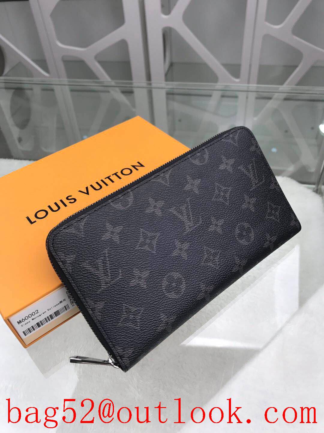 LV Louis Vuitton x-large black monogram zipper wallet passport purse M60002