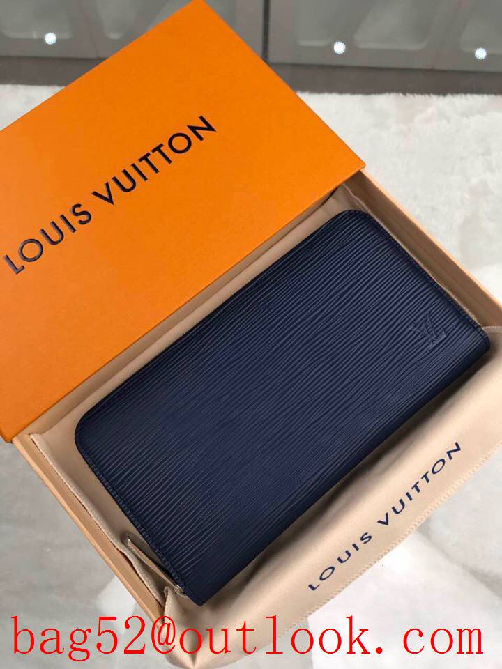 LV Louis Vuitton long navy epi leather zipper wallet purse M60307