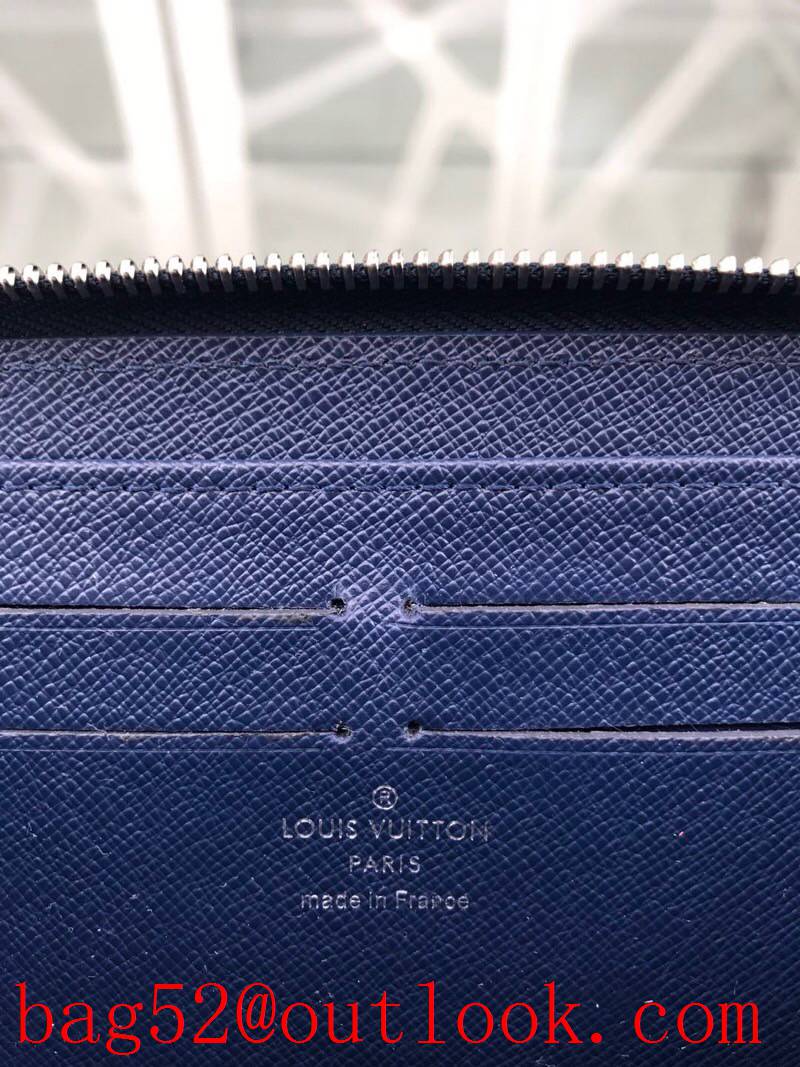 LV Louis Vuitton long navy leather zipper wallet purse M32822