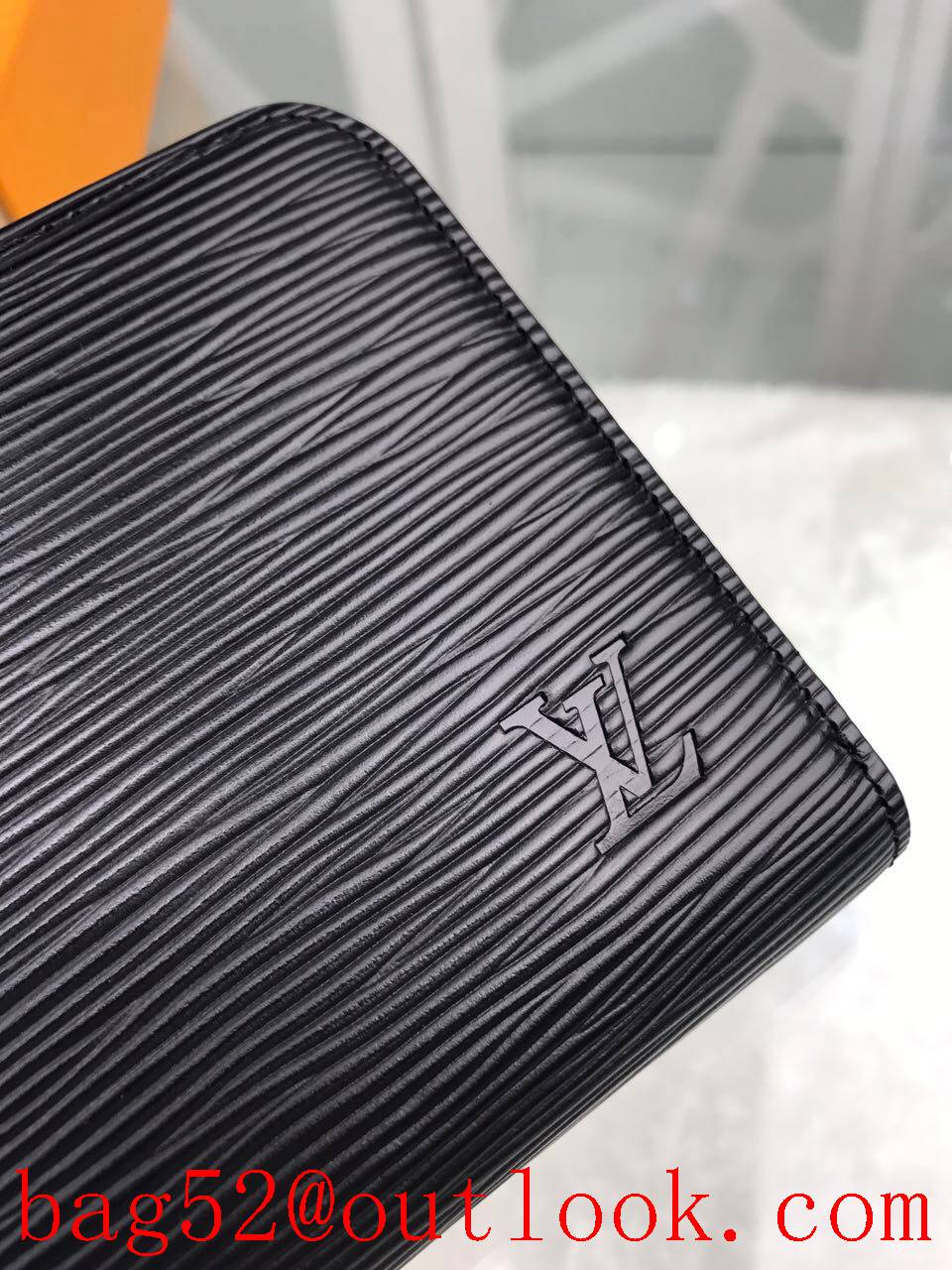 LV Louis Vuitton long black epi leather zipper wallet purse M60072