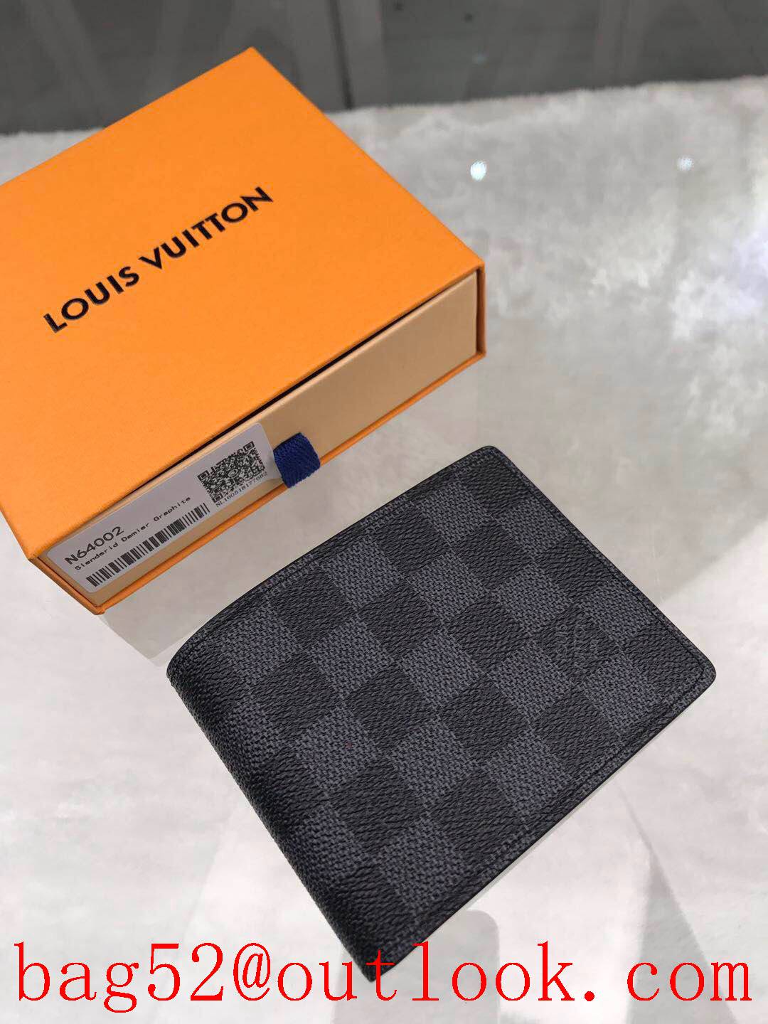 LV Louis Vuitton black damier M64002 short wallet card holder purse N64002