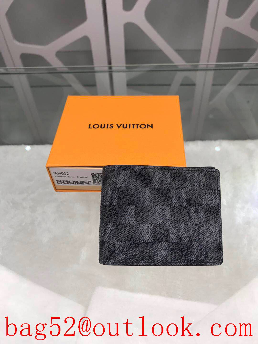 LV Louis Vuitton black damier M64002 short wallet card holder purse N64002