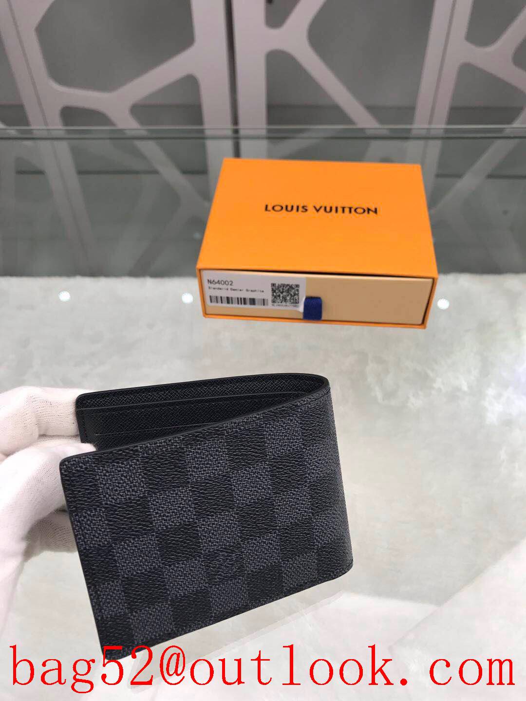 LV Louis Vuitton black damier M64002 short wallet card holder purse N64002