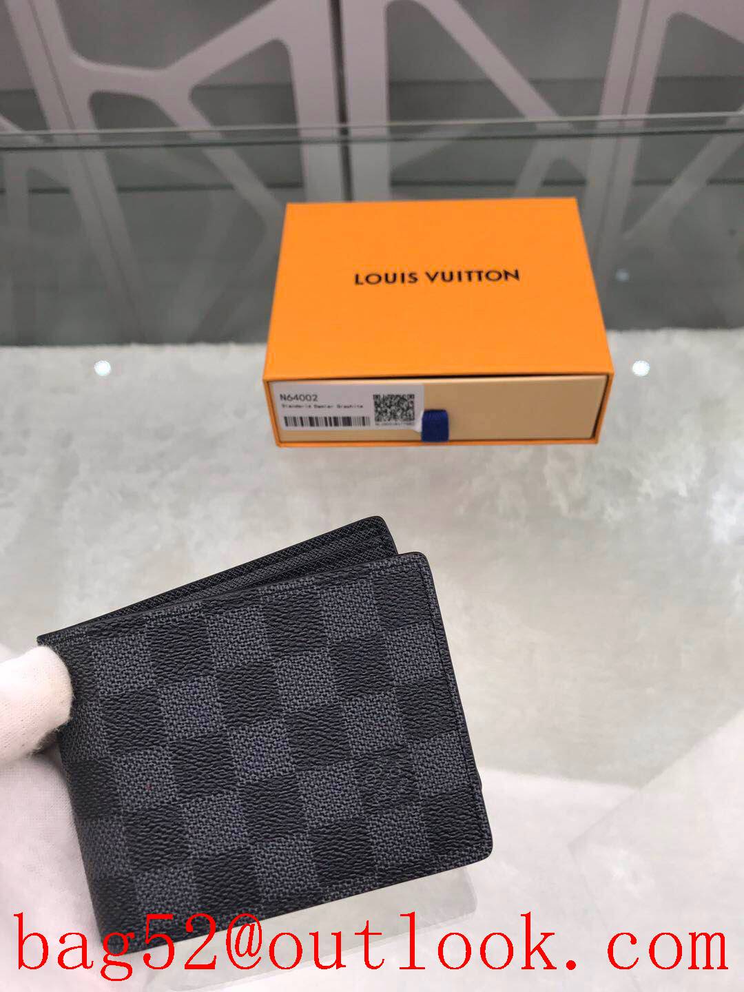 LV Louis Vuitton black damier M64002 short wallet card holder purse N64002