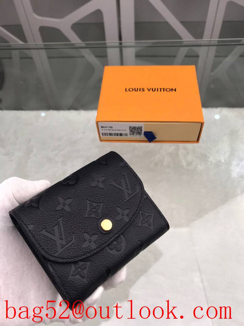 LV Louis Vuitton small black taurillon leather monogram wallet purse M64148