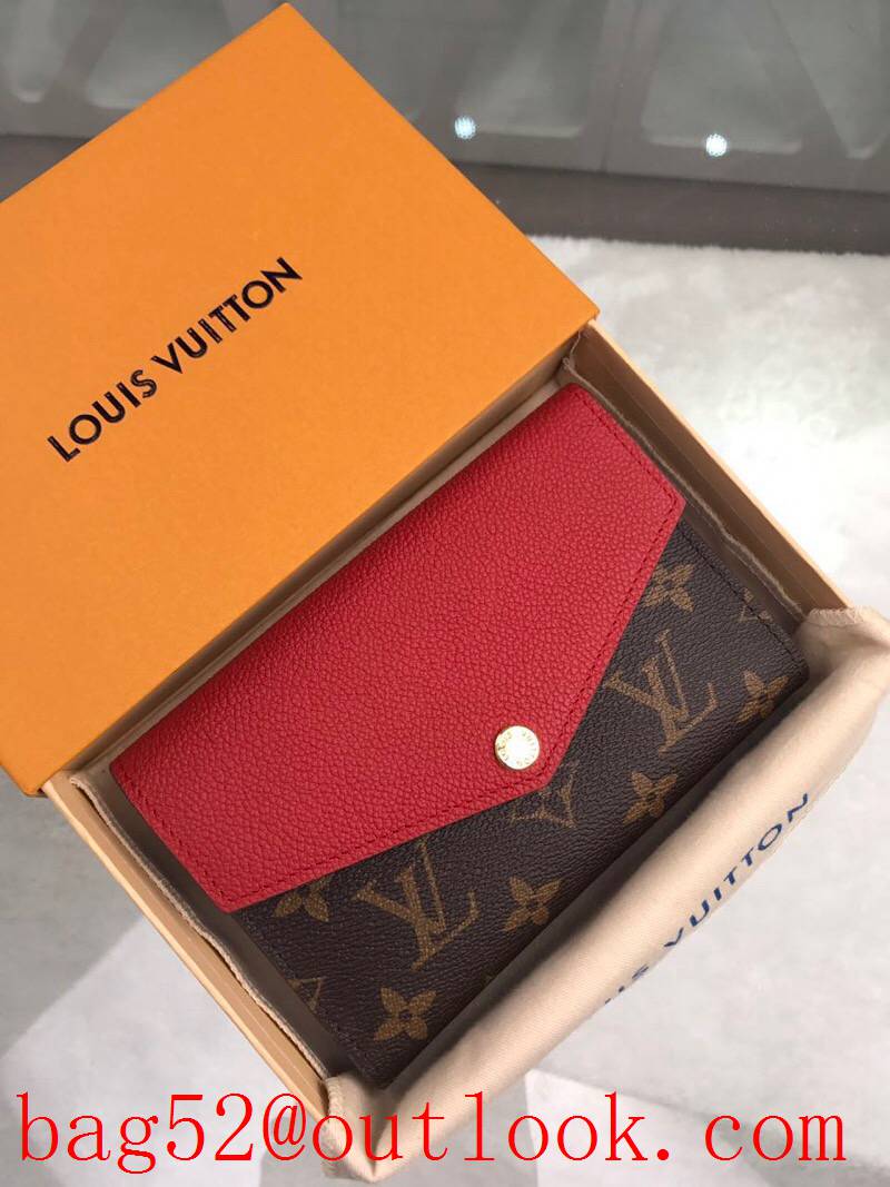 LV Louis Vuitton wine leather v monogram flap wallet purse M60140