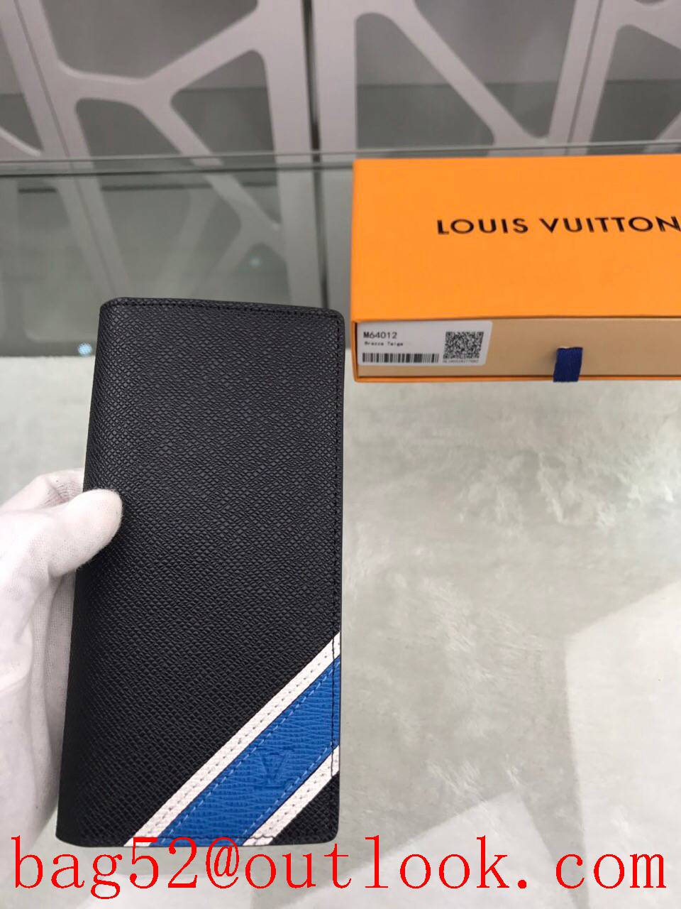 LV Louis Vuitton long flap taiga leather passport card holder wallet purse M64012