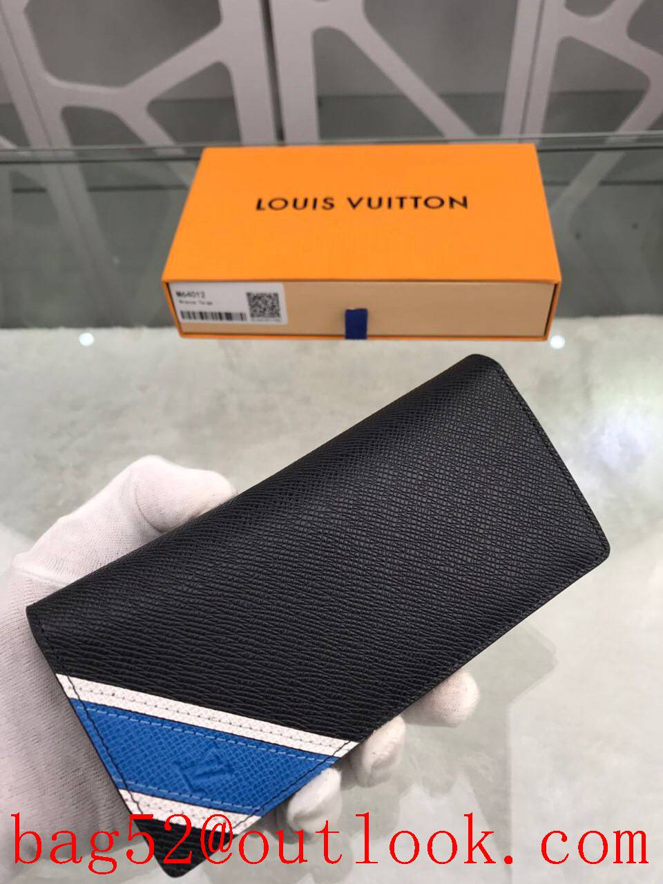 LV Louis Vuitton long flap taiga leather passport card holder wallet purse M64012