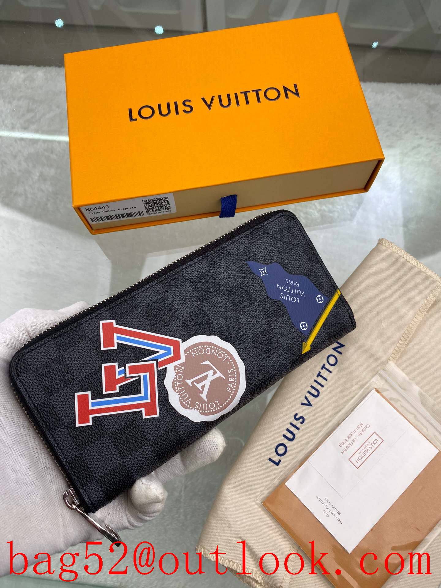 LV Louis Vuitton long League damier zippy wallet purse N64443