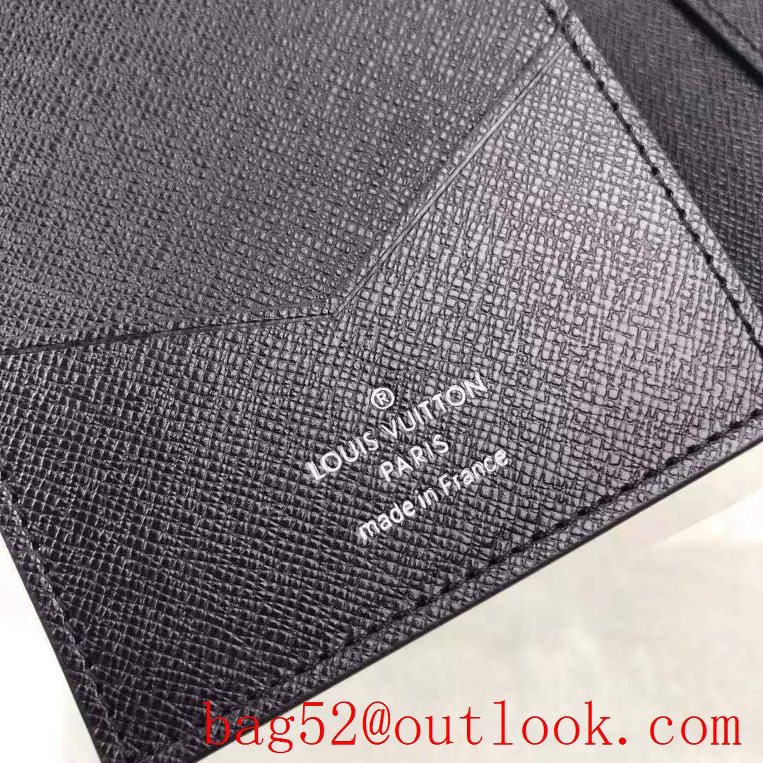 LV Louis Vuitton badge Damier Graphite passport wallet purse N60154