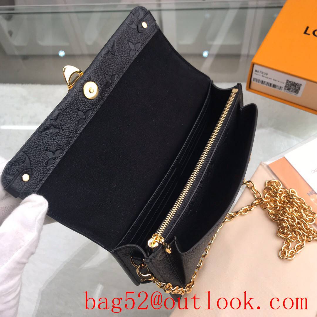 LV Louis Vuitton Vavin black leather chain woc wallet purse M67839