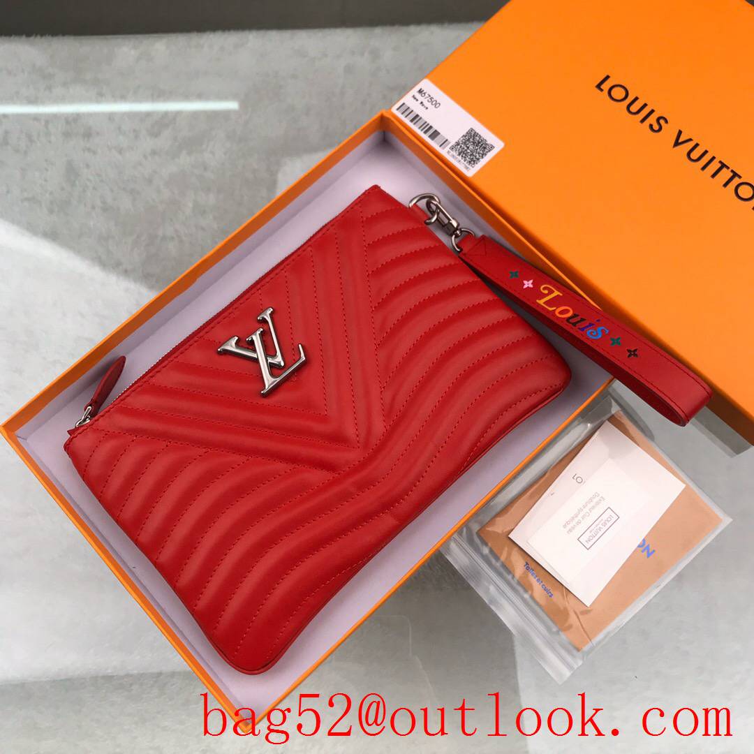 LV Louis Vuitton New Wave red leather zipper clutch wallet purse M67500