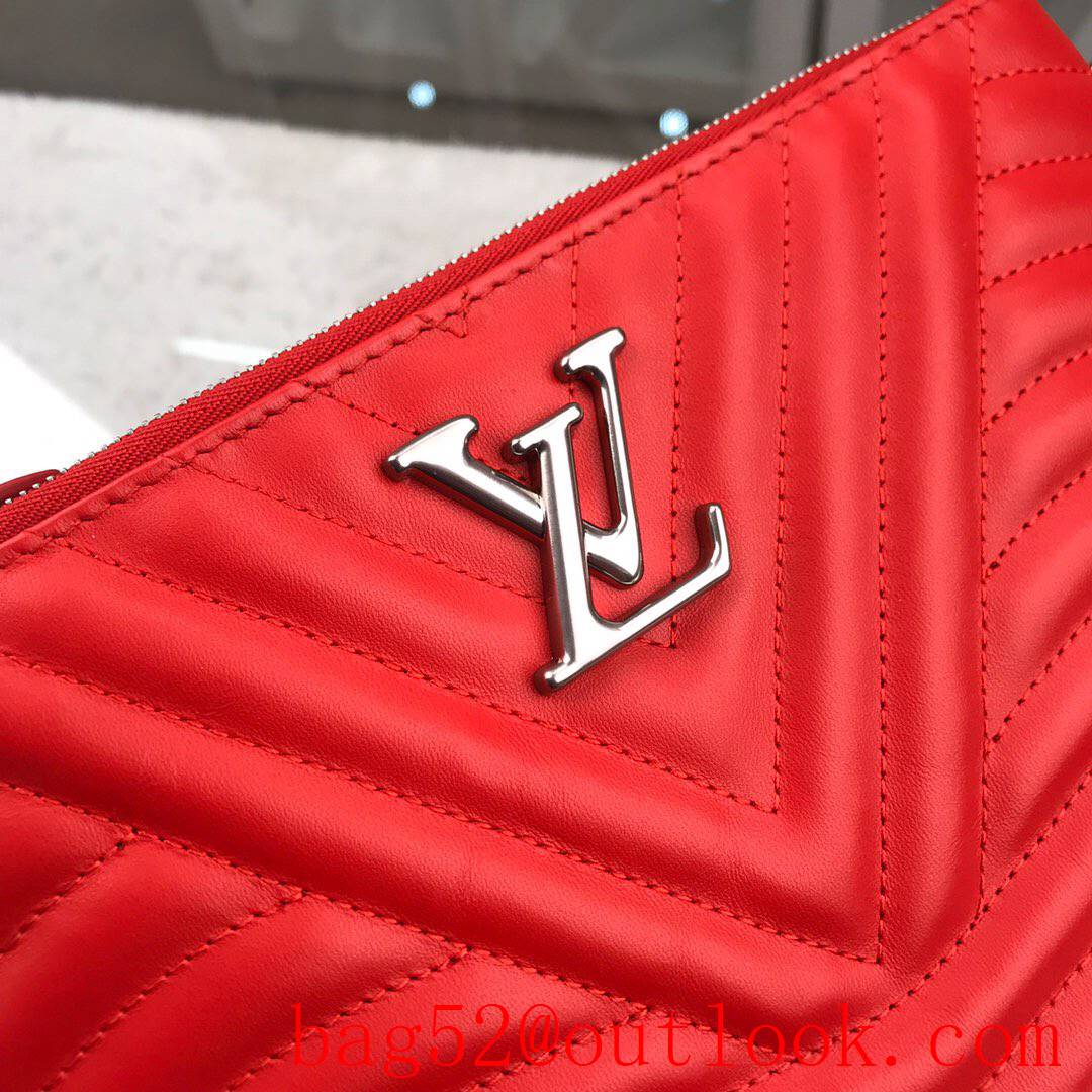 LV Louis Vuitton New Wave red leather zipper clutch wallet purse M67500