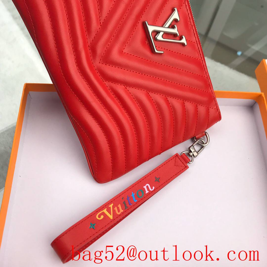 LV Louis Vuitton New Wave red leather zipper clutch wallet purse M67500