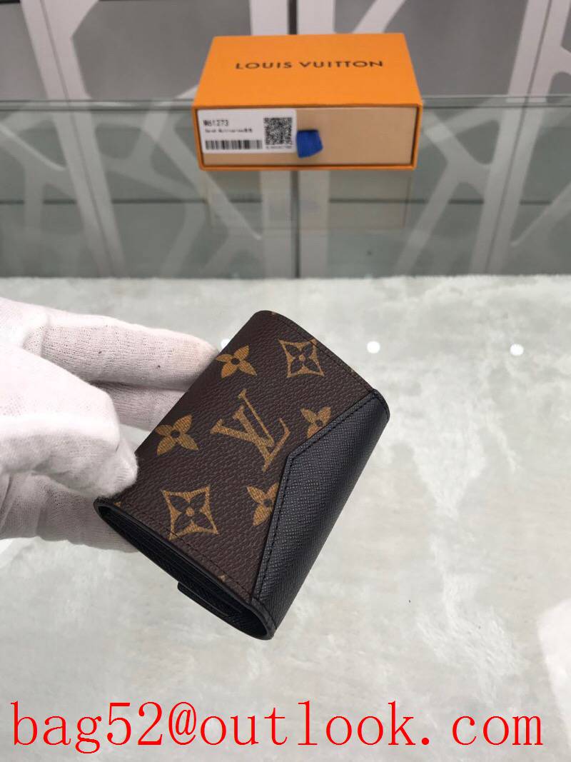 LV Louis Vuitton baby pocket black leather v monogram wallet purse M61273