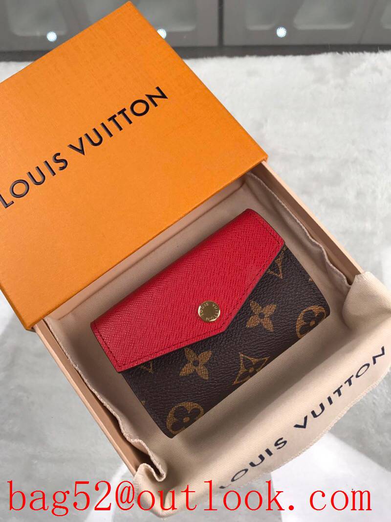 LV Louis Vuitton baby pocket red leather v monogram wallet purse M61273