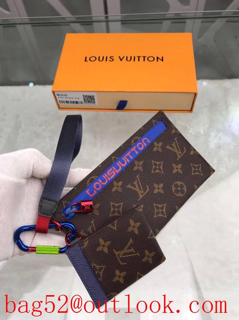 LV Louis Vuitton Ribbon Monogram with Taiga leather clutch purse M63045