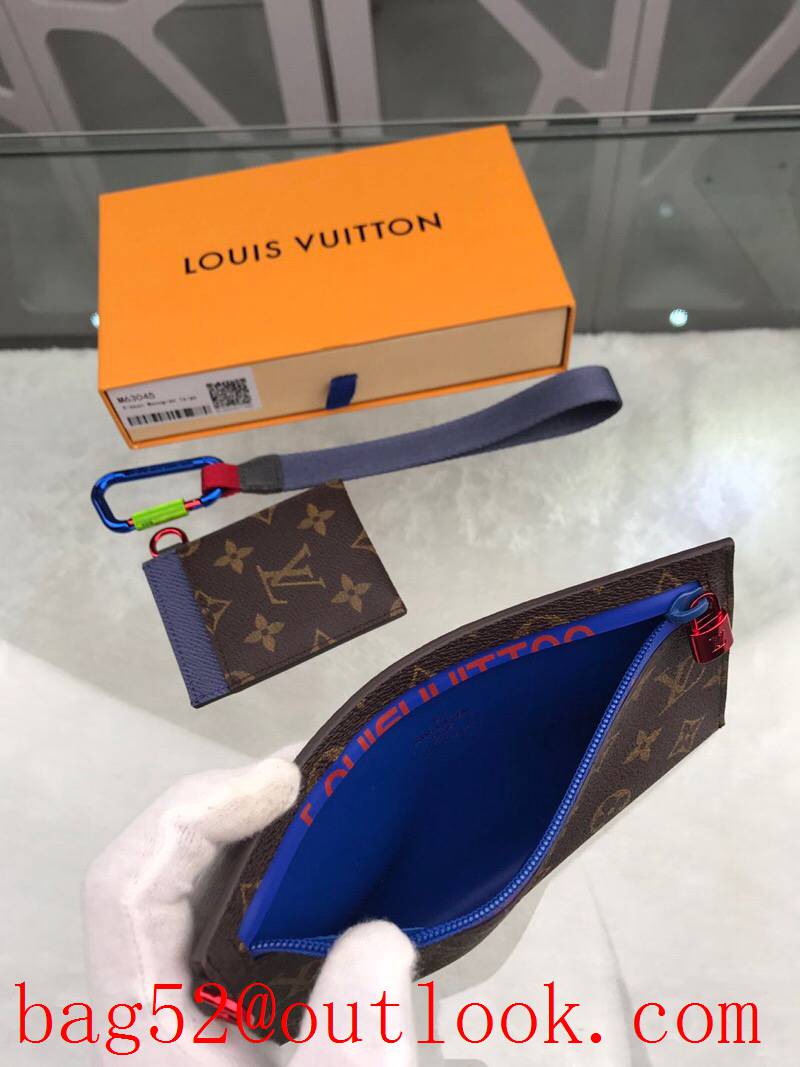 LV Louis Vuitton Ribbon Monogram with Taiga leather clutch purse M63045