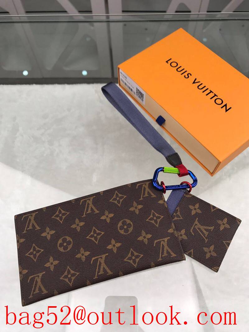 LV Louis Vuitton Ribbon Monogram with Taiga leather clutch purse M63045