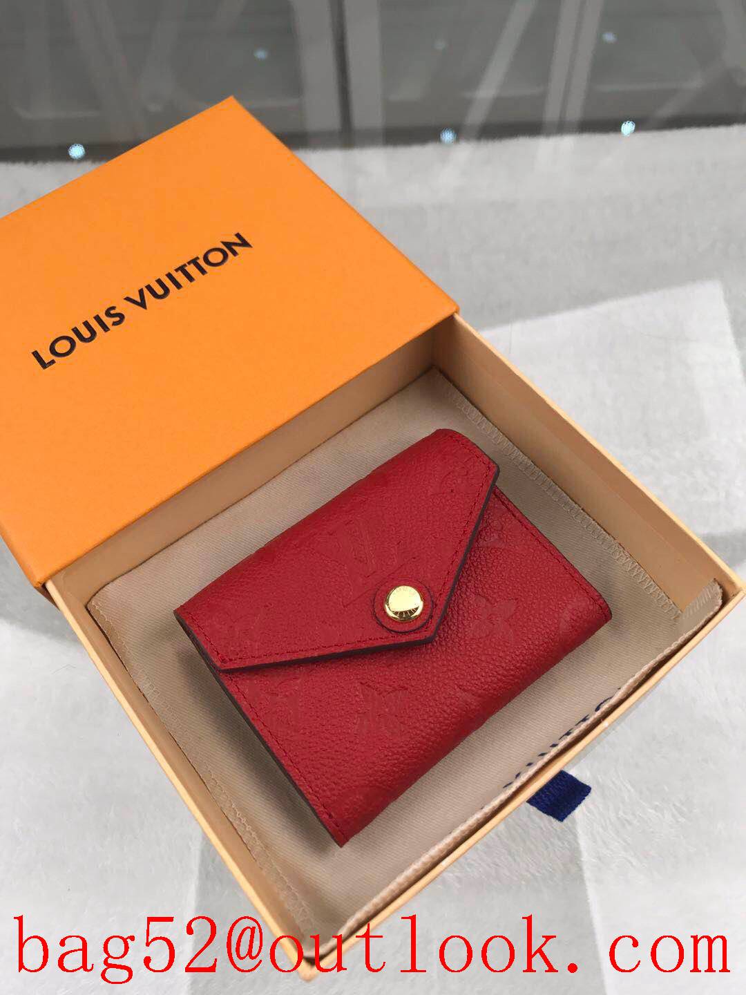 LV Louis Vuitton red taurillon leather monogram zoe flap wallet purse M58879