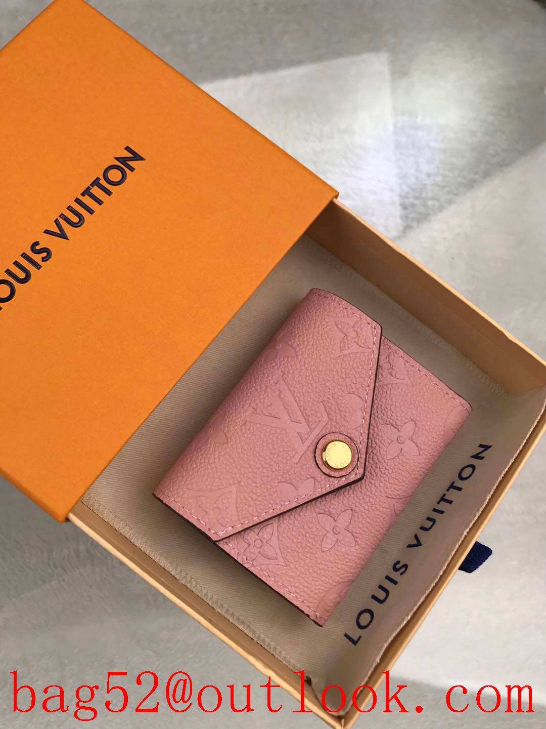 LV Louis Vuitton pink taurillon leather monogram zoe flap wallet purse M62936