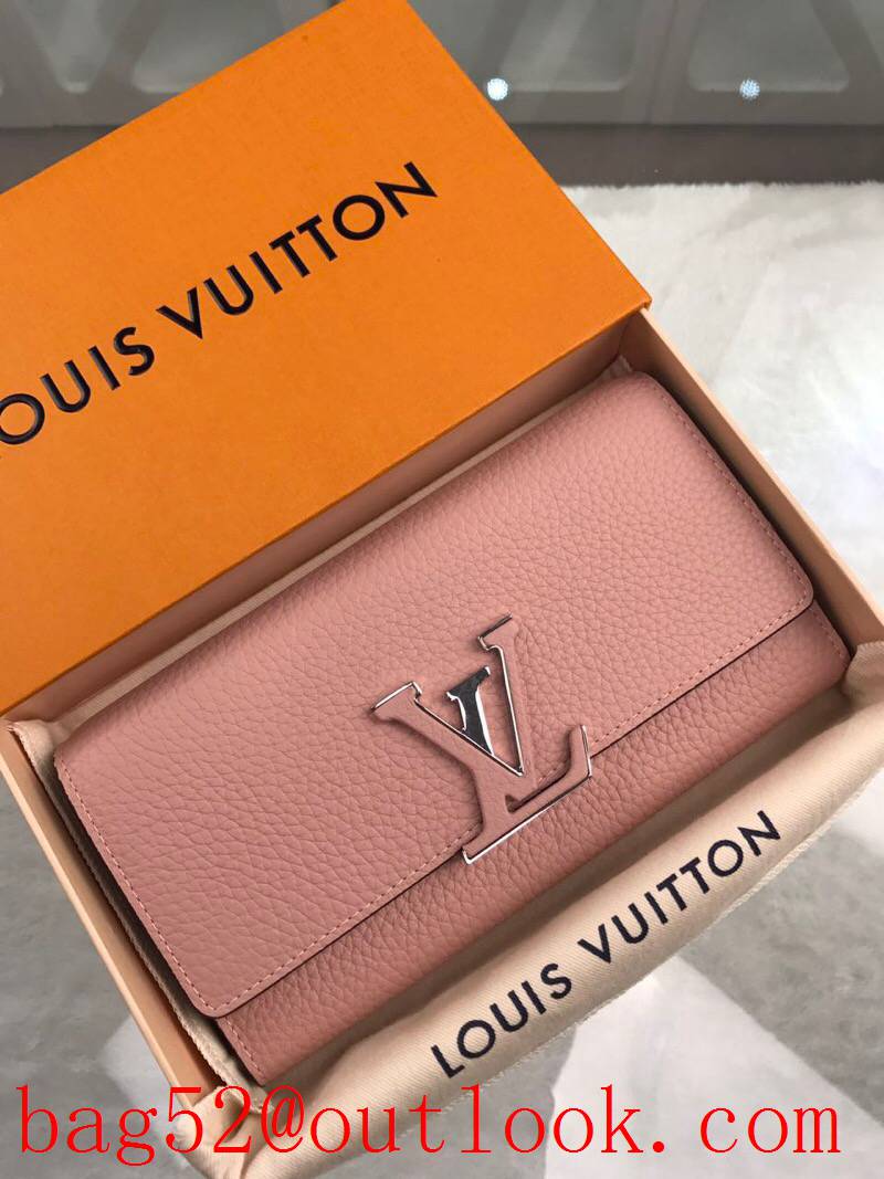 LV Louis Vuitton pink leather large leather flap wallet purse M61250