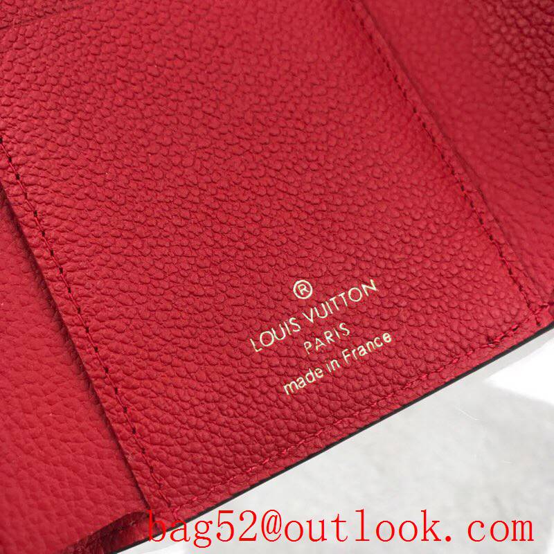 LV Louis Vuitton short Pallas red leather v monogram 3 folded lock wallet purse M67478