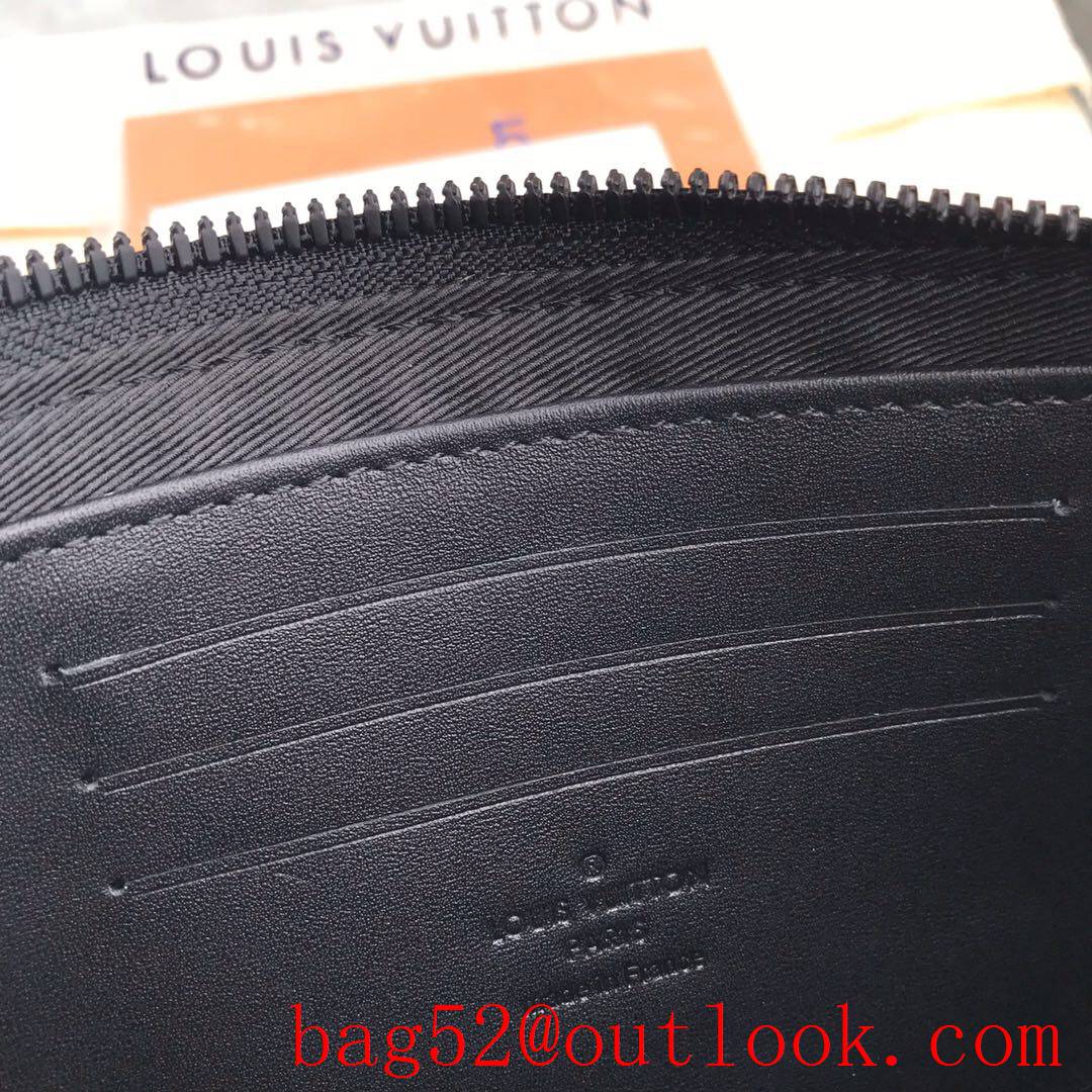 LV Louis Vuitton black Discovery Pochette taurillon leather monogram wallet small clutch purse M44335
