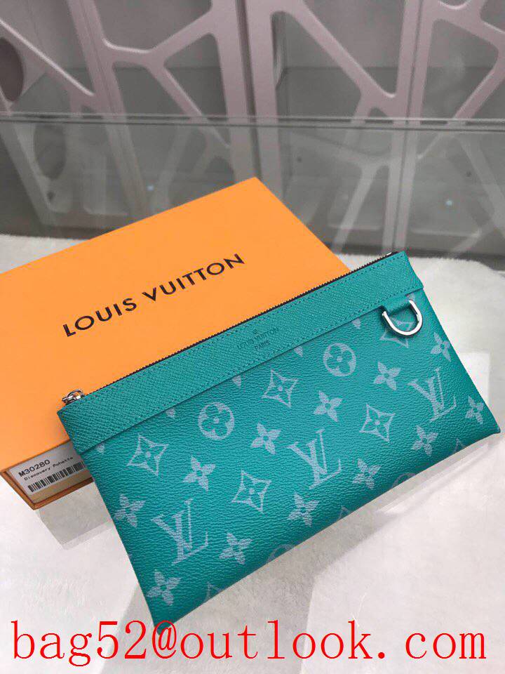 LV Louis Vuitton sky Discovery Pochette taurillon leather monogram wallet small clutch purse M30280