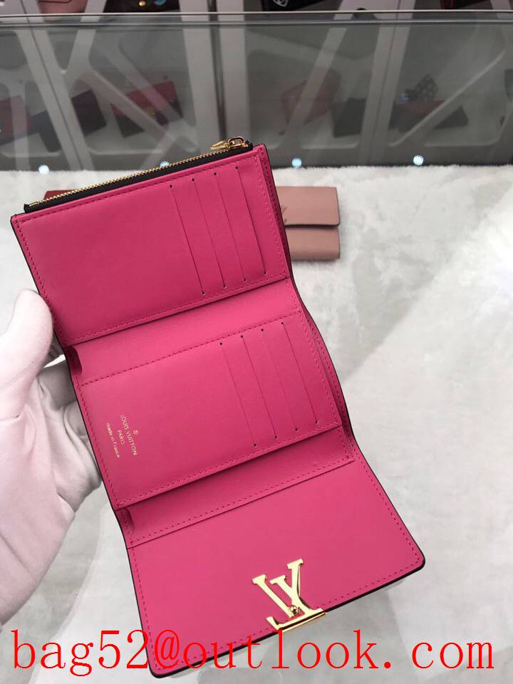 LV Louis Vuittonss short grain leather 3 folded black wallet purse M62157