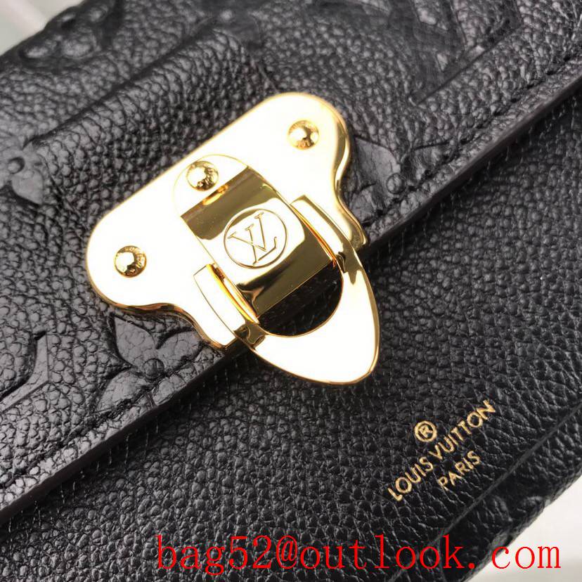 LV Louis Vuitton black taurillon leather monogram chain wallet woc purse M63398