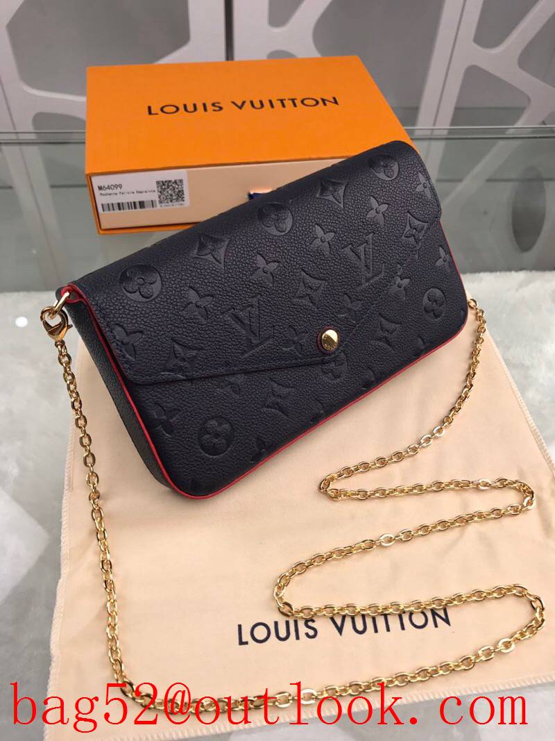 LV Louis Vuitton black taurillon leather monogram v red trim Three-piece suit shoulder clutch wallet purse M64099