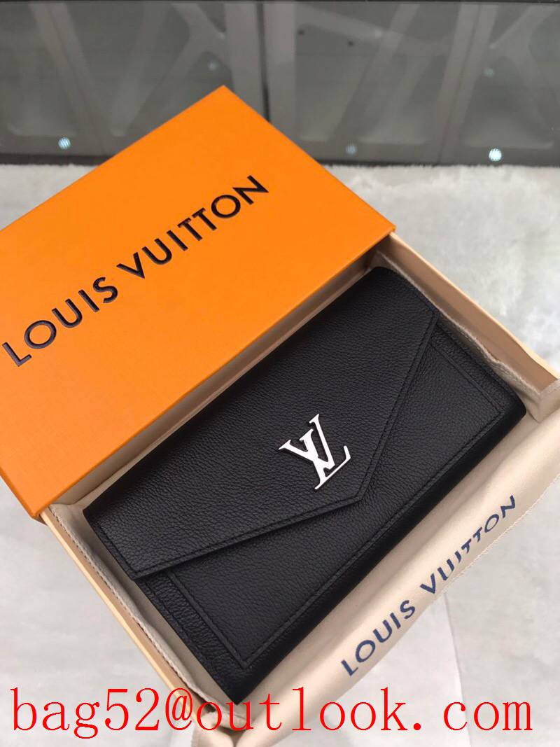 LV Louis Vuitton large black leather flap wallet purse M62530