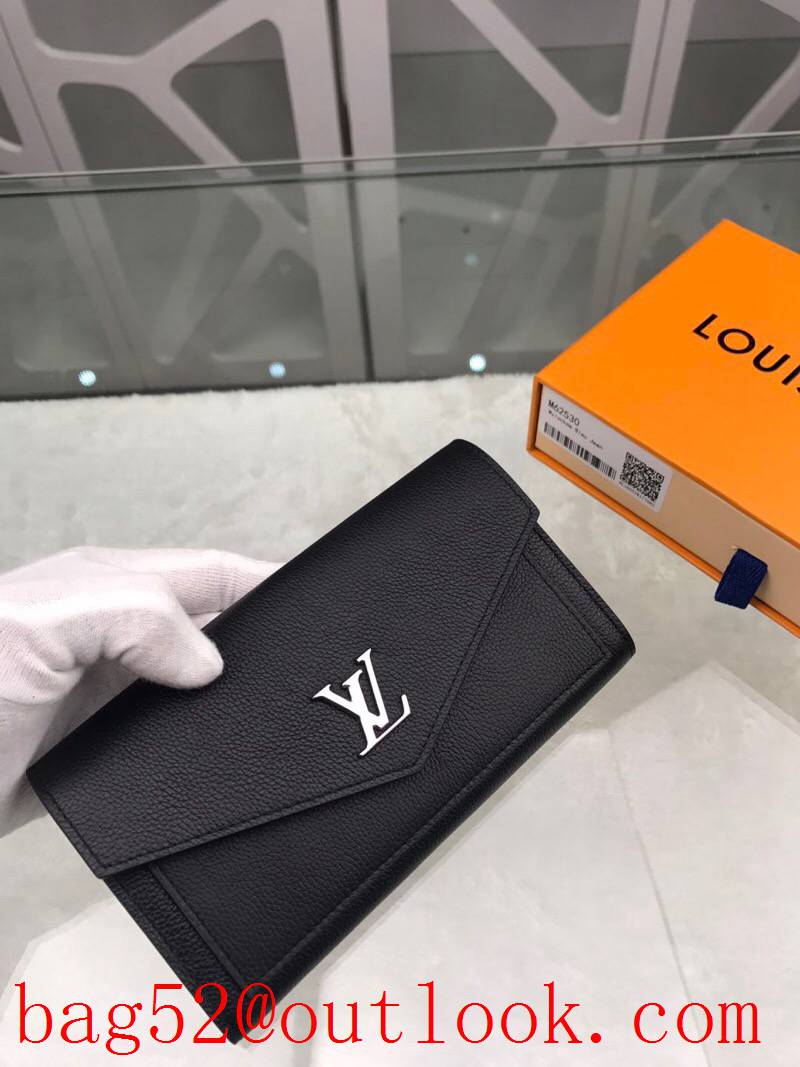 LV Louis Vuitton large black leather flap wallet purse M62530