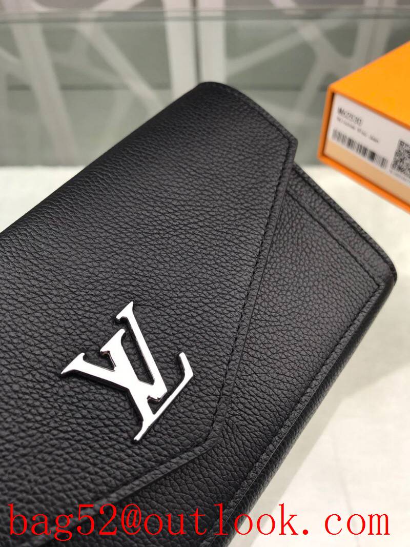 LV Louis Vuitton large black leather flap wallet purse M62530