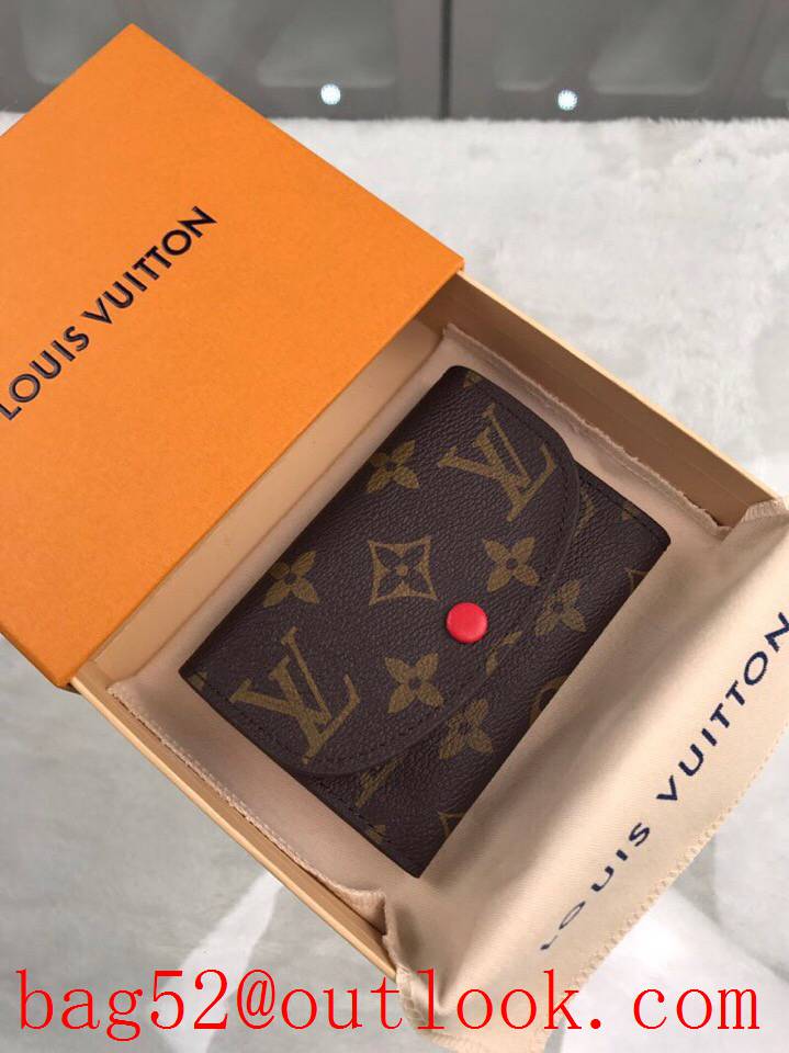 LV Louis Vuitton small monogram v red lining pocket coin wallet purse M41939