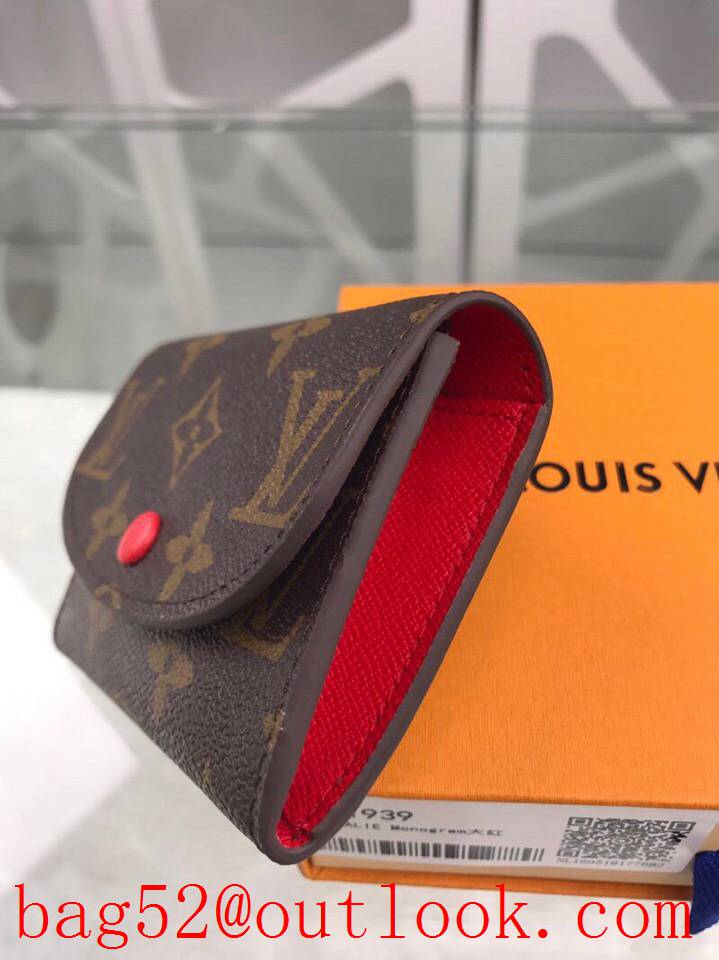 LV Louis Vuitton small monogram v red lining pocket coin wallet purse M41939