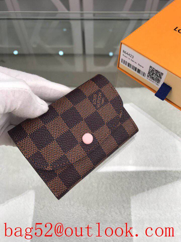 LV Louis Vuitton small monogram v pink lining pocket coin wallet purse N64423