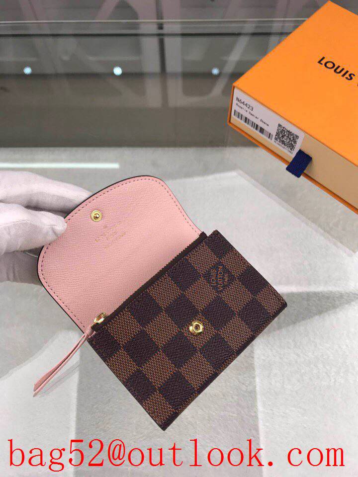 LV Louis Vuitton small monogram v pink lining pocket coin wallet purse N64423