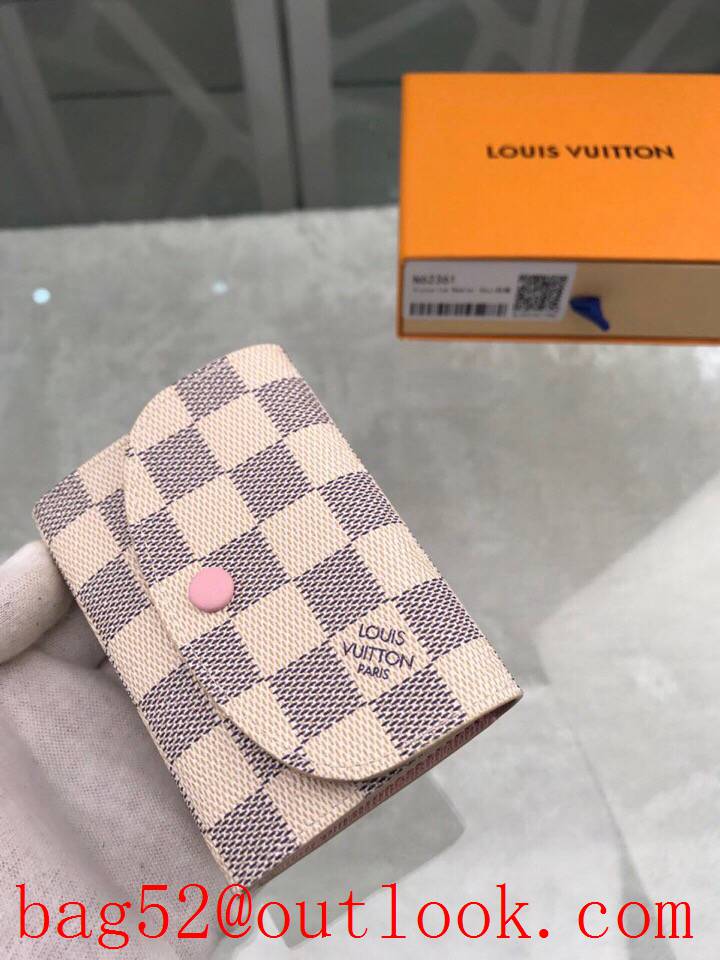 LV Louis Vuitton small white damier pocket coin wallet purse N62361