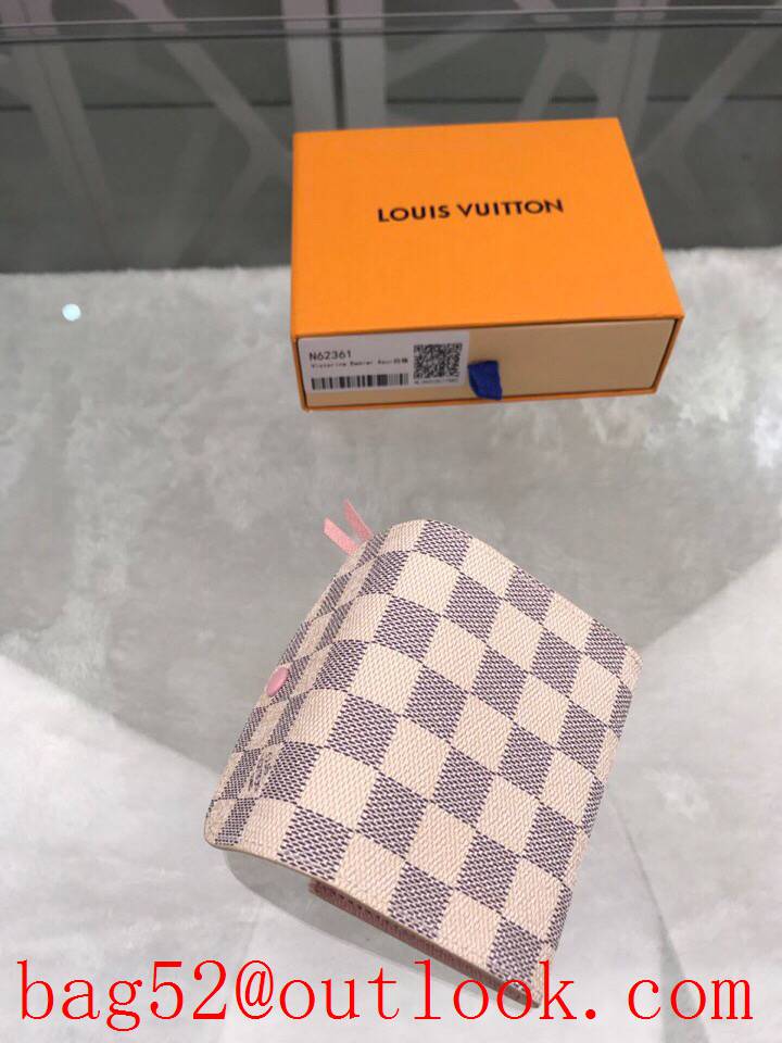LV Louis Vuitton small white damier pocket coin wallet purse N62361