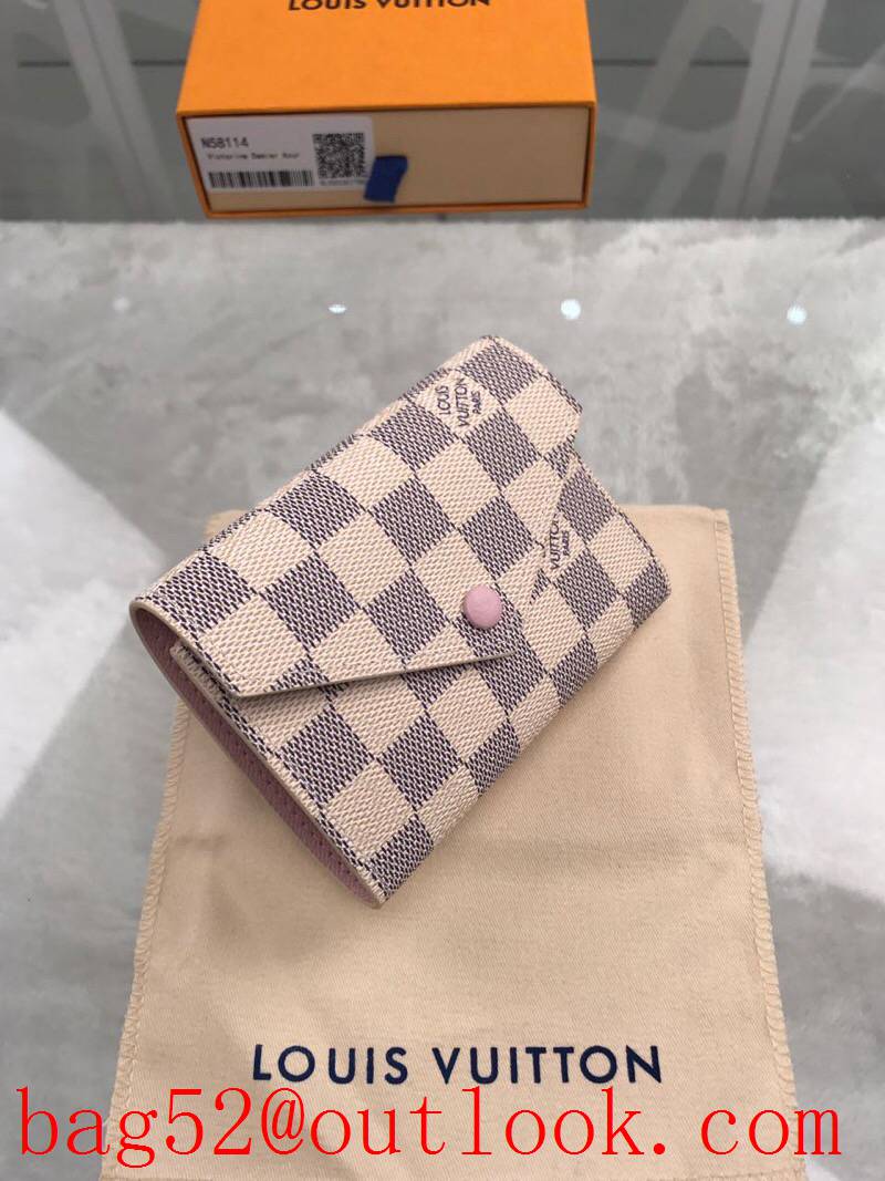 LV Louis Vuitton small white damier zipper 3 folded card holder wallet coin purse N64022