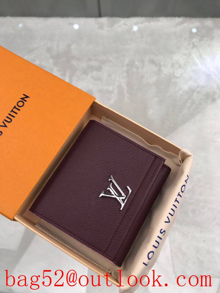 LV Louis Vuitton dark wine leather 3 folded wallet purse M64837