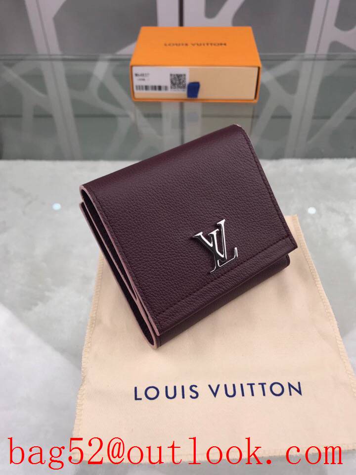 LV Louis Vuitton dark wine leather 3 folded wallet purse M64837