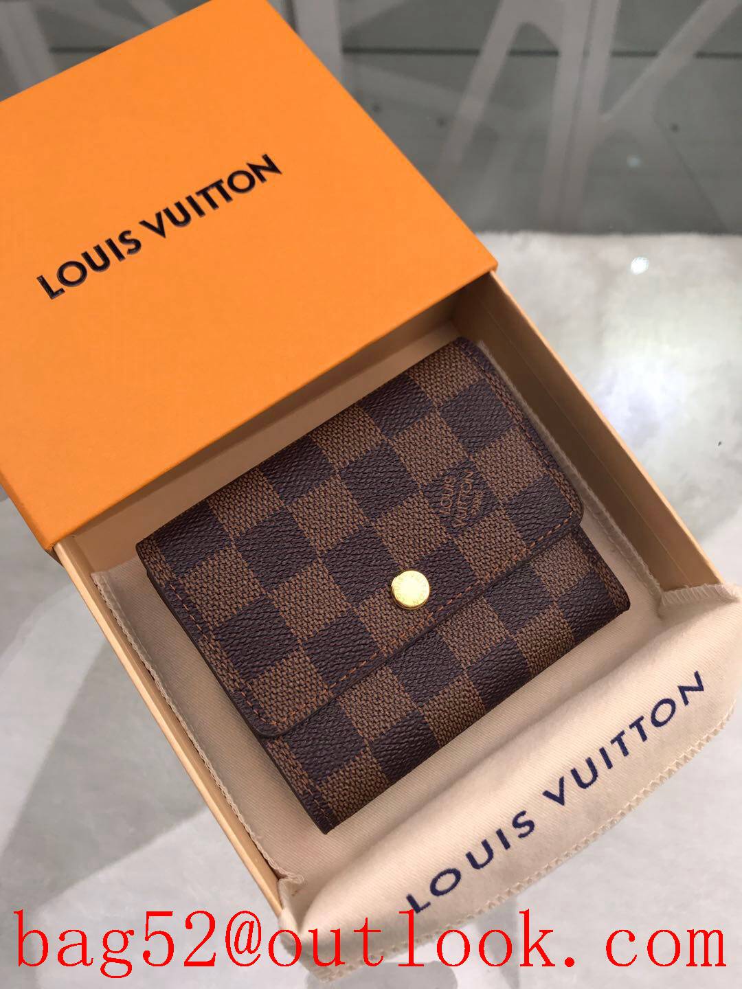 LV Louis Vuitton Anais brown damier 3 folded wallet purse N63242