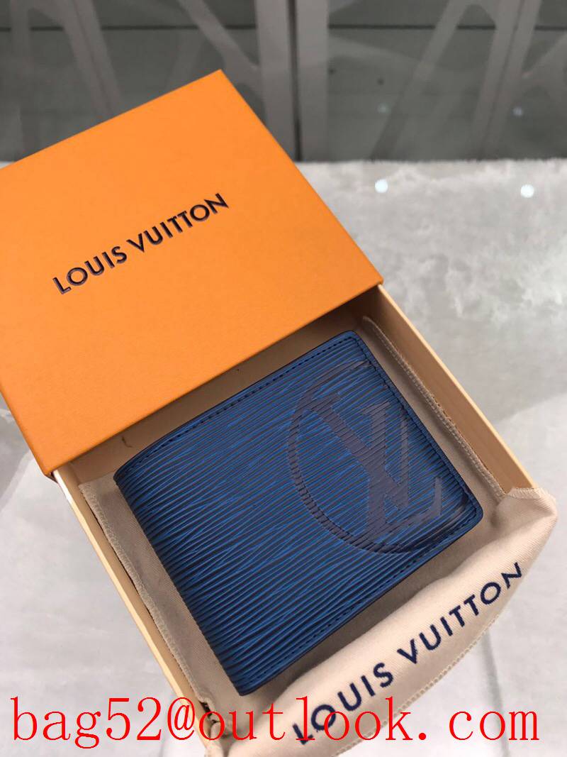 Louis Vuitton short blue Epi Initials LV Circle wallet purse M63515