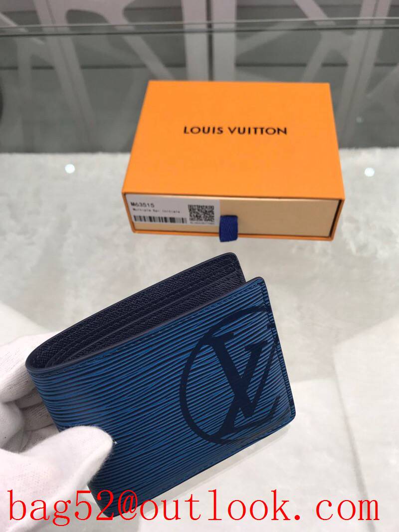 Louis Vuitton short blue Epi Initials LV Circle wallet purse M63515