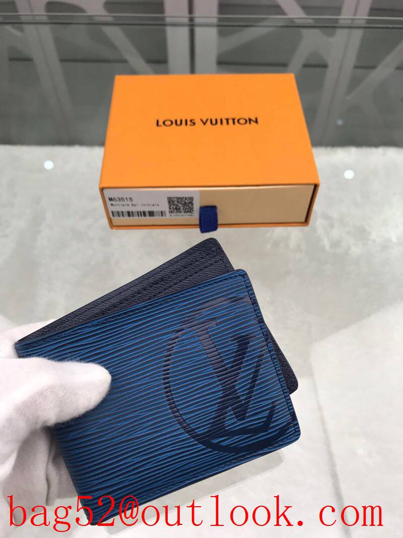 Louis Vuitton short blue Epi Initials LV Circle wallet purse M63515