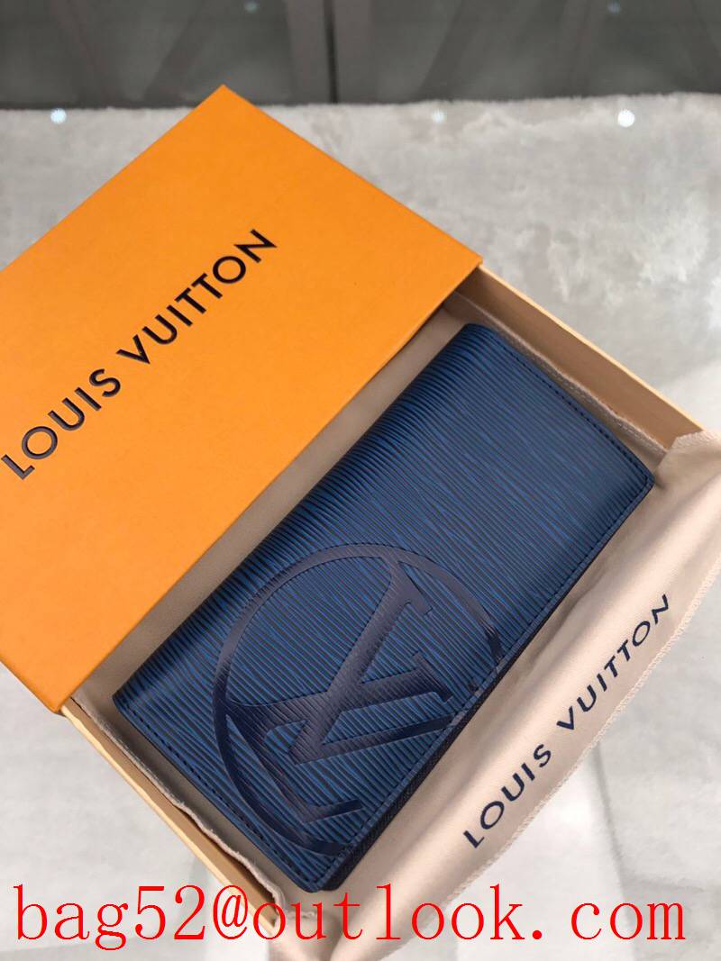 LV Louis Vuitton long 2 flap blue Epi Initials LV Circle wallet purse M63513